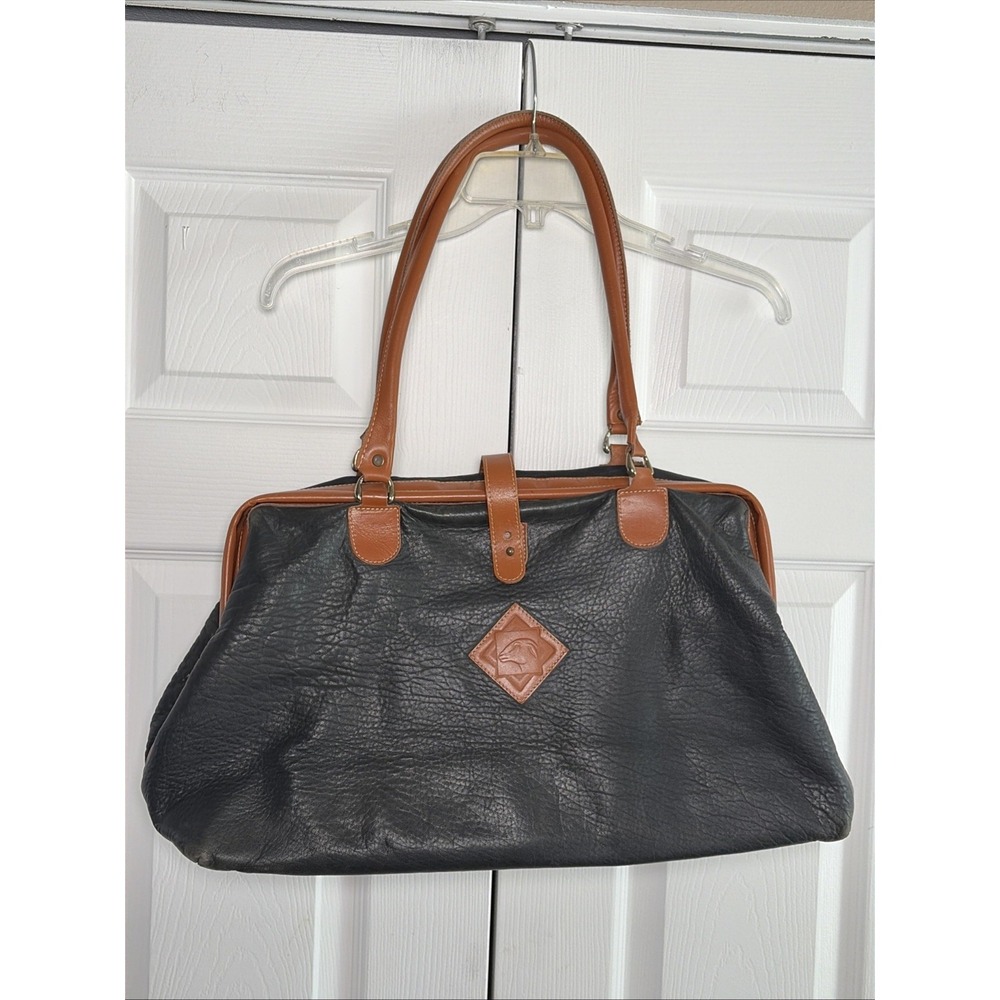 Katherine Ward Vintage Doctor Satchel Black Tan Leather Handbag USA Handbag